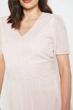 Robe Longue Avec Bande En Dentelle Mesh