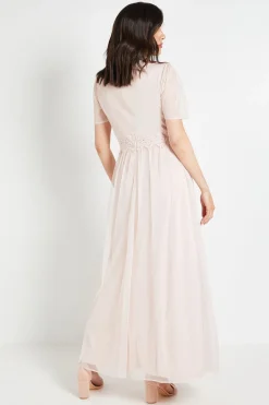 Robe Longue Avec Bande En Dentelle Mesh