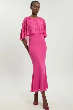 KarenMillen Robe Longue Avec Détail Cape Perlée<Femme Toutes Les Robes|Robes Longues