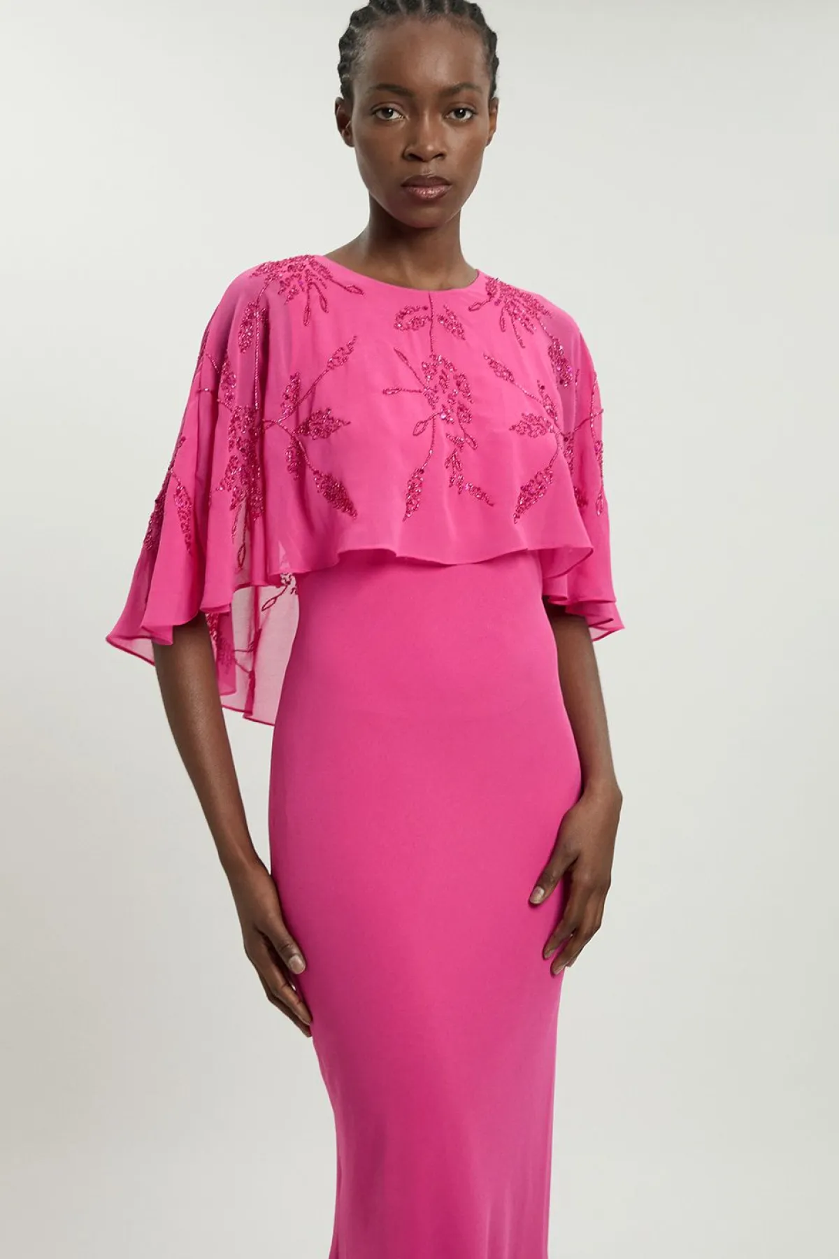 KarenMillen Robe Longue Avec Détail Cape Perlée<Femme Toutes Les Robes|Robes Longues