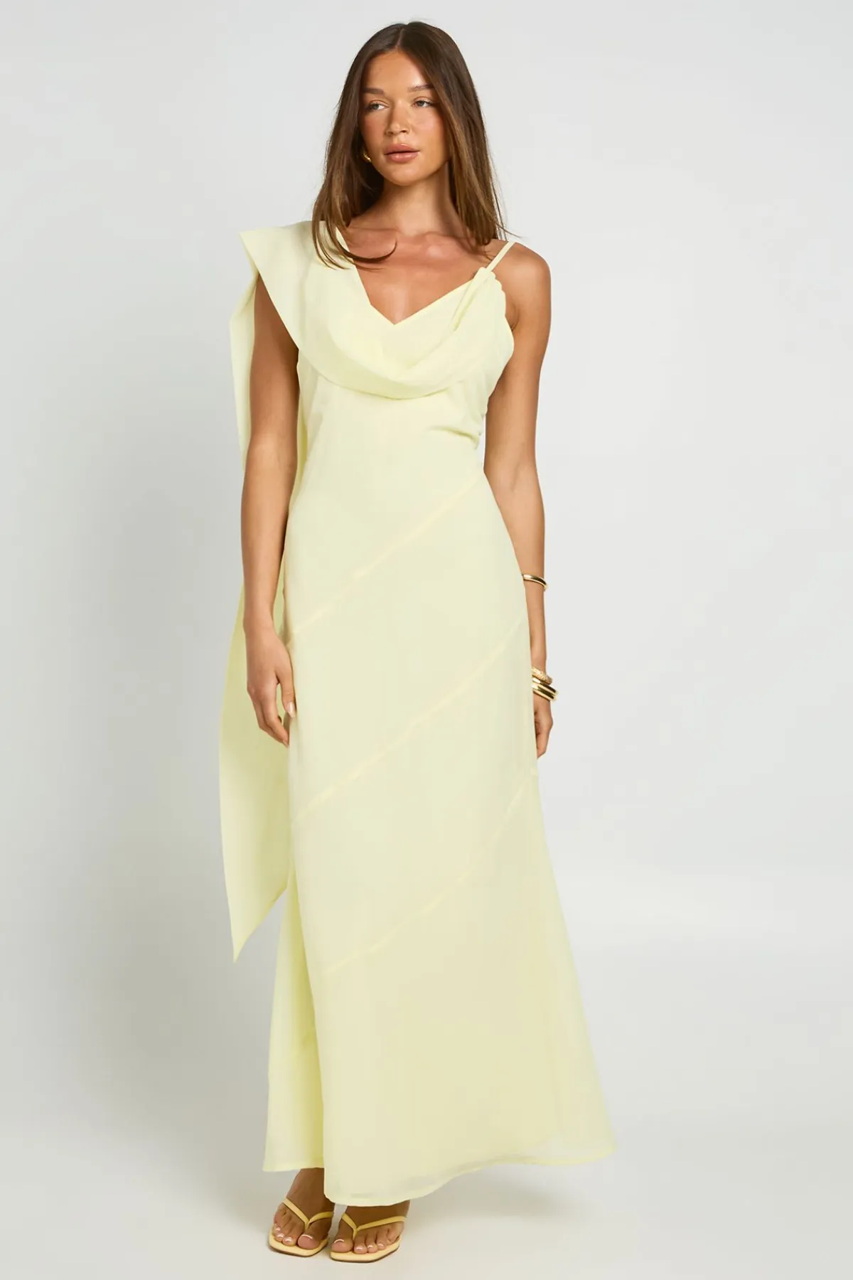 boohoo Robe Longue Avec Détail Foulard Drapé En Mousseline Au Col<Femme Robes|Robes Longues