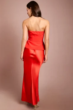 Robe Longue Bandeau En Crêpe Satiné Maxi