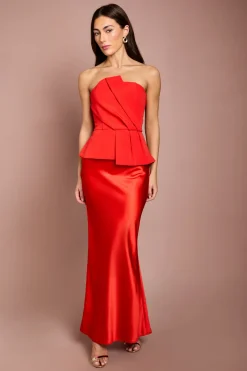 Robe Longue Bandeau En Crêpe Satiné Maxi