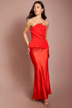 Robe Longue Bandeau En Crêpe Satiné Maxi