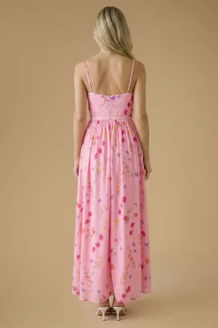 Robe Longue Bandeau En Mesh À Imprimé Fleurs Des Champs