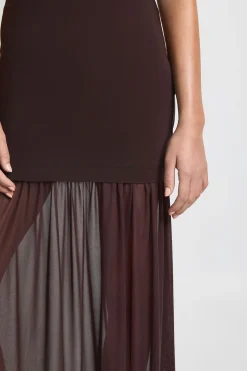 Robe Longue Bandeau à Ourlet Transparent