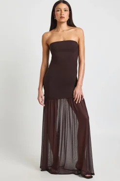 Robe Longue Bandeau à Ourlet Transparent