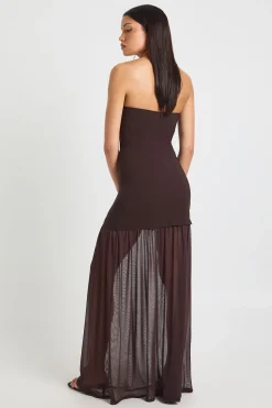 Robe Longue Bandeau à Ourlet Transparent