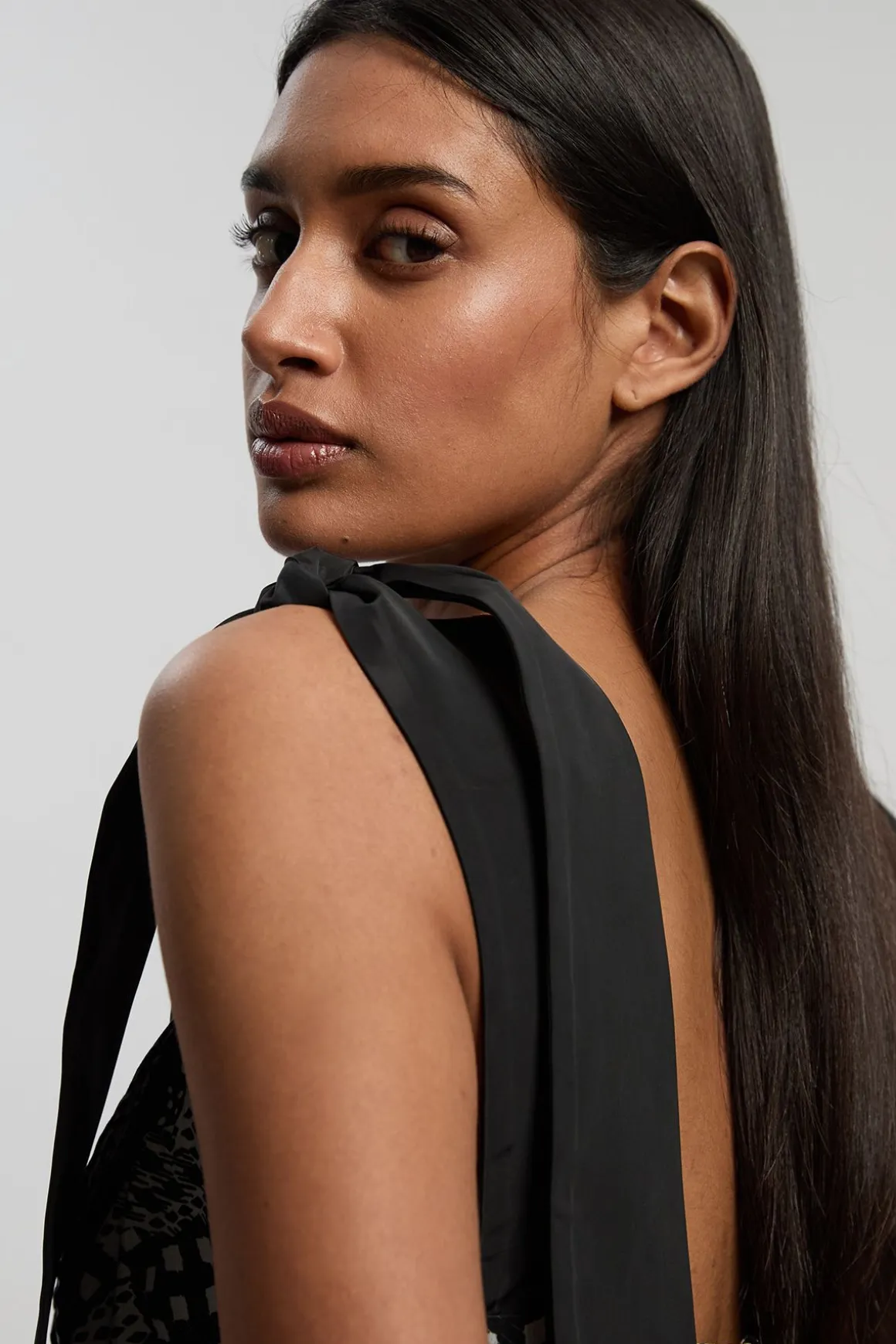 Robe Longue À Bretelles En Coton Et Soie Tissé Motif Géométrique Monochrome