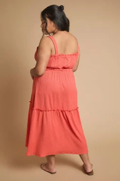 Robe Longue À Bretelles En Jersey Froissé Avec Taille Élastiquée Curve