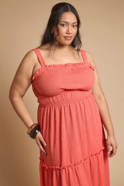 Robe Longue À Bretelles En Jersey Froissé Avec Taille Élastiquée Curve