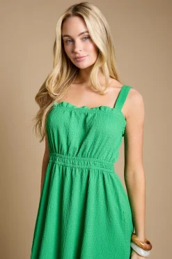 Robe Longue À Bretelles En Jersey Froissé Avec Taille Élastiquée