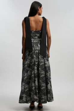 Robe Longue À Bretelles En Mélange Soie-coton À Motif Géométrique Mono Petite