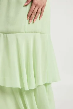 Robe Longue À Bretelles En Mousseline À Volants Ton Sur Ton
