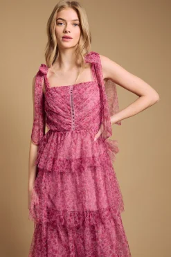 Oasis Robe Longue À Bretelles Nouées Et Volants Étagés<Femme Toutes Les Robes|Robes Longues
