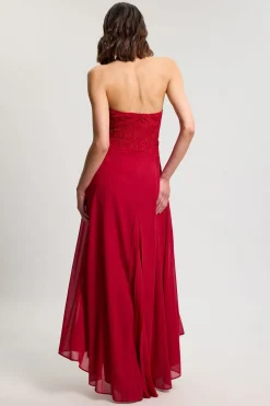 Robe Longue Brodée Ajourée Avec Godets Plissés Petite