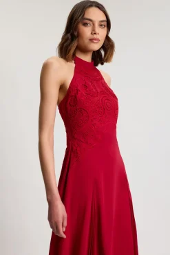 Robe Longue Brodée Ajourée Avec Godets Plissés Petite