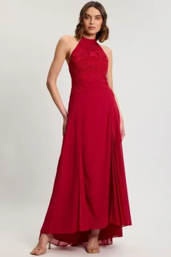 Robe Longue Brodée Ajourée Avec Godets Plissés Petite