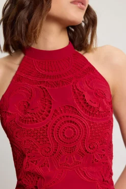 Robe Longue Brodée Ajourée Avec Godets Plissés Petite