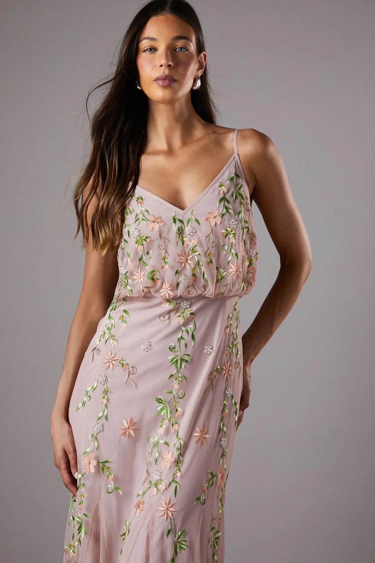 Coast Robe Longue Brodée avec Détail Godet<Femme Toutes Les Robes|Robes Longues