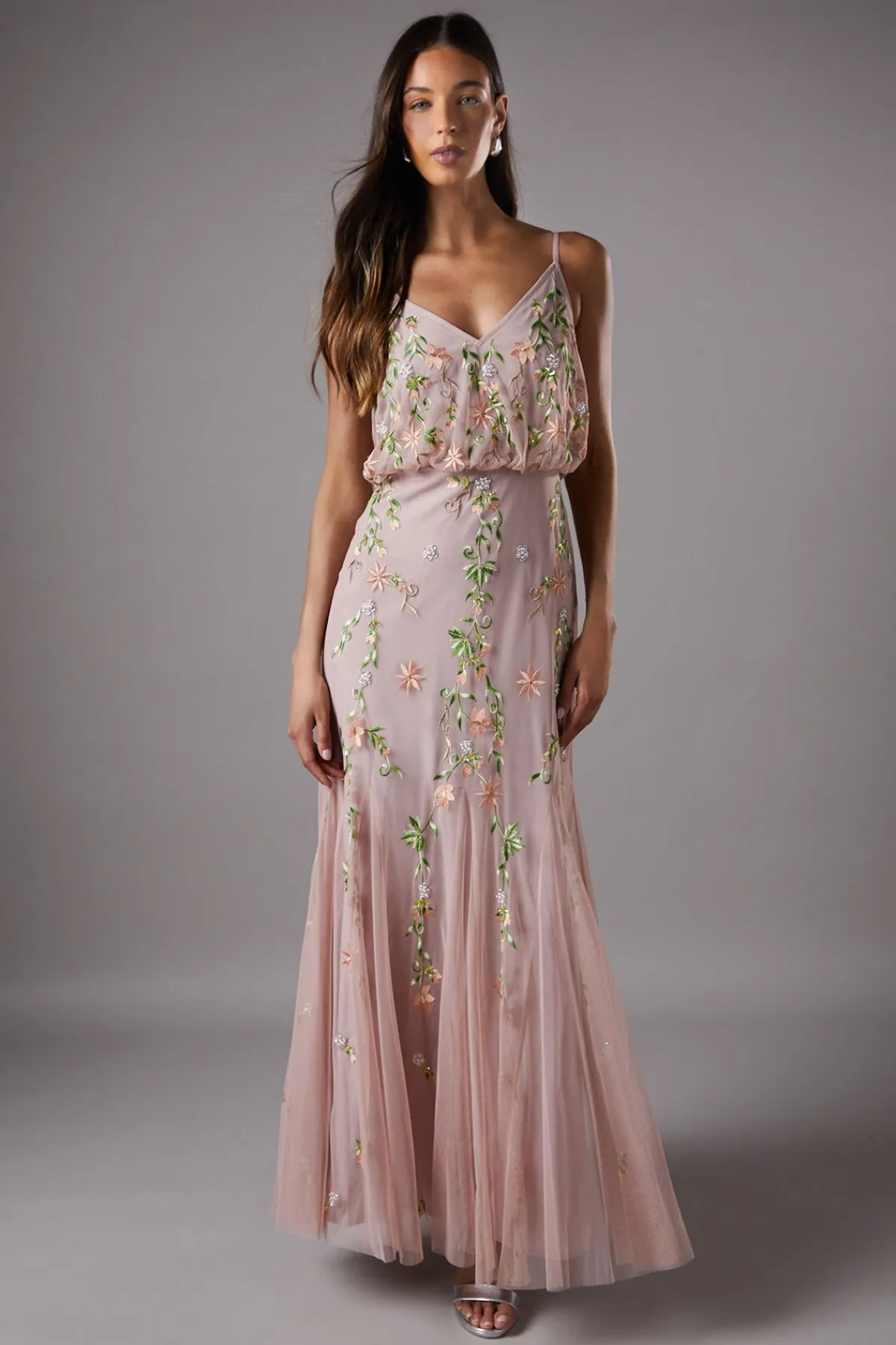 Coast Robe Longue Brodée avec Détail Godet<Femme Toutes Les Robes|Robes Longues