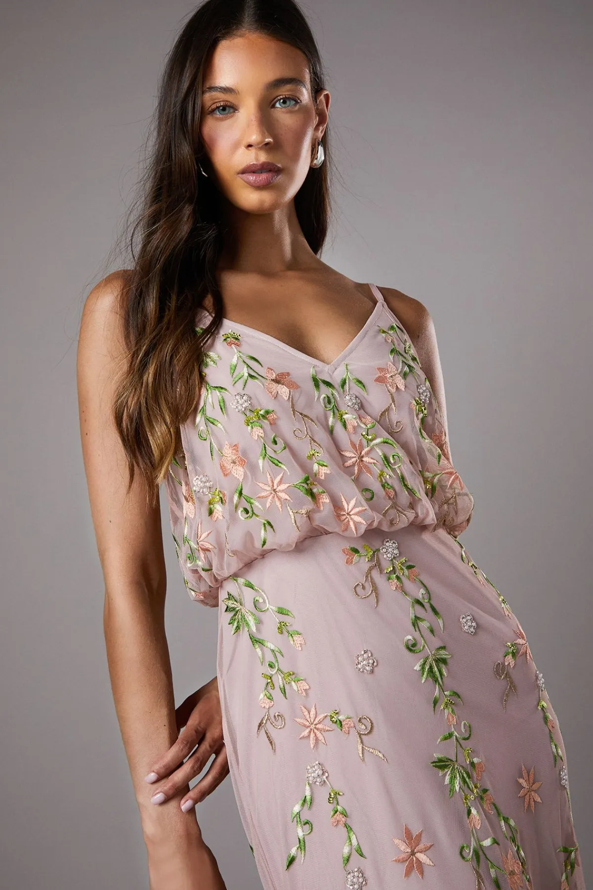 Coast Robe Longue Brodée avec Détail Godet<Femme Toutes Les Robes|Robes Longues
