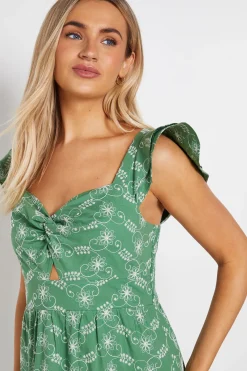 Dorothy Perkins Robe Longue Brodée À Détail Étagé Et Devant Torsadé<Femme Robes|Robes Longues