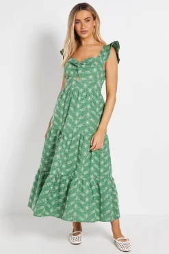 Dorothy Perkins Robe Longue Brodée À Détail Étagé Et Devant Torsadé<Femme Robes|Robes Longues