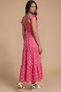 Robe Longue Brodée À Détail Torsadé Devant Et Volants Étagés Petite