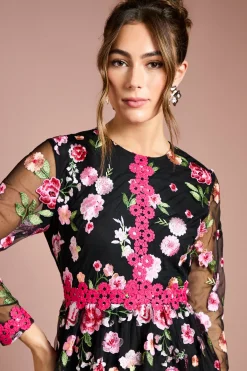 Coast Robe Longue Brodée à Motifs Floraux<Femme Robes Mi-Longues|Robes À Manches Longues