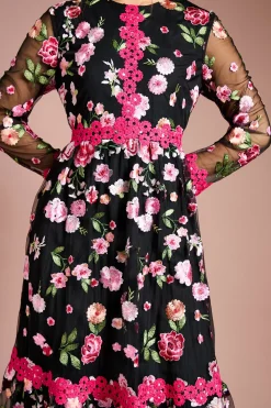 Coast Robe Longue Brodée à Motifs Floraux<Femme Robes Mi-Longues|Robes À Manches Longues