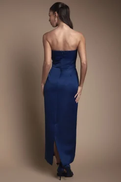 Robe Longue Bustier Demoiselle d'Honneur avec Nœud Statement