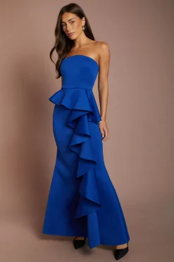 Coast Robe Longue Bustier En Crêpe Stretch À Volants<Femme Robes À Manches Longues|Robes