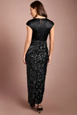 Coast Robe Longue À Bustier En Satin Drapé Et Sequins<Femme Satin Et Dentelle|Robes
