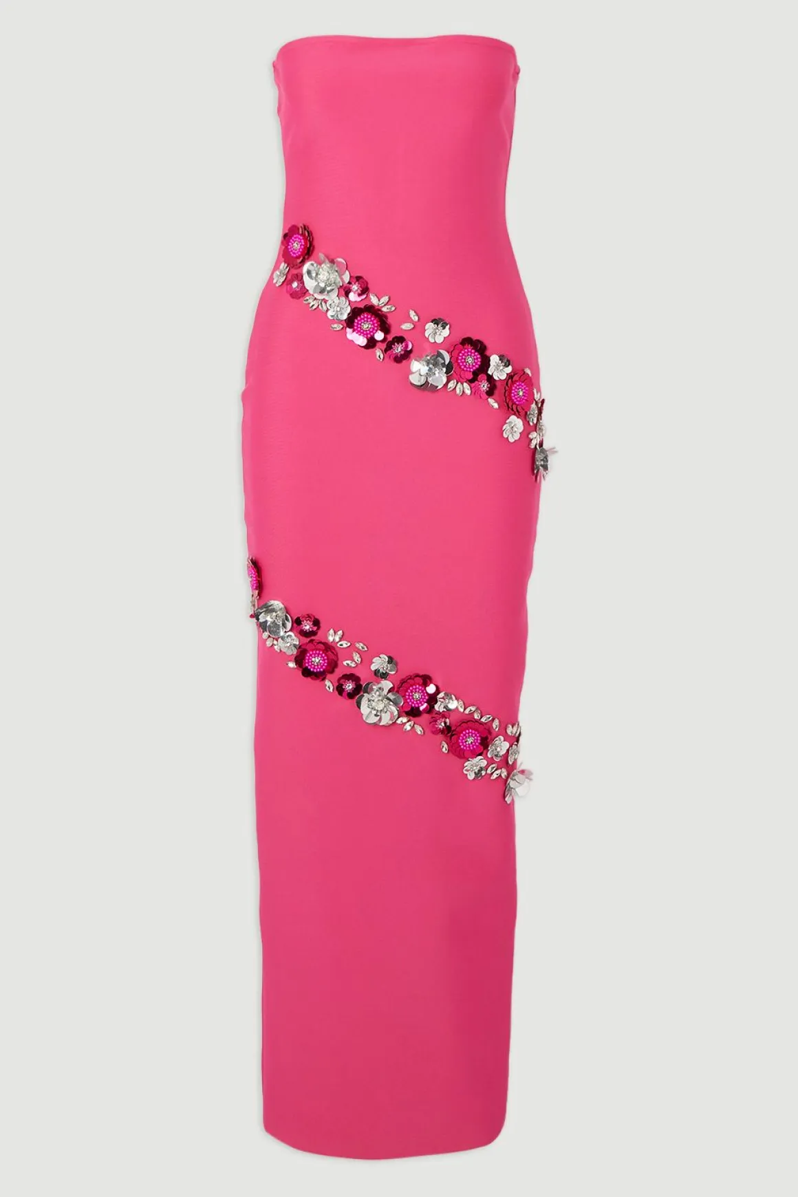 Robe Longue Bustier à Forme Ajustée et Ornements