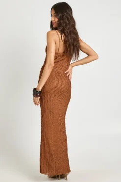 Robe Longue Cache-cœur À Bretelles En Crochet Texturé