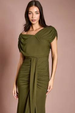 Robe Longue Cache-cœur En Jersey Stretch À Détails Drapés Contour Collective