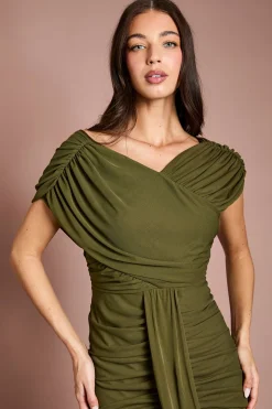 Robe Longue Cache-cœur En Jersey Stretch À Détails Drapés Contour Collective