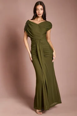 Robe Longue Cache-cœur En Jersey Stretch À Détails Drapés Contour Collective
