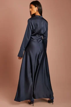 Robe Longue Cache-cœur En Satin Petite Taille