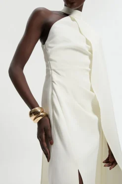 Robe Longue Cape Asymétrique à Une Épaule Taillée Souple