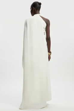 Robe Longue Cape Asymétrique à Une Épaule Taillée Souple