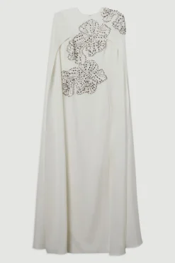KarenMillen Robe longue à cape dramatique sur-mesure ornée de cristaux floraux placés<Femme Tailleurs|Toutes Les Robes