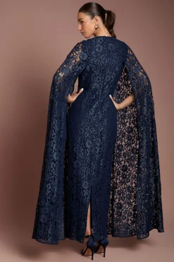 Coast Robe Longue à Cape en Dentelle<Femme Satin Et Dentelle|Robes À Manches Longues