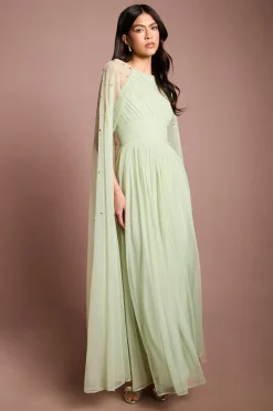 Coast Robe Longue Cape En Maille Plissée Avec Pierres Précieuses<Femme Robes Mi-Longues|Robes À Manches Longues