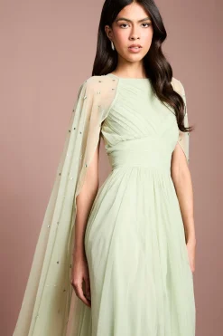 Coast Robe Longue Cape En Maille Plissée Avec Pierres Précieuses<Femme Robes Mi-Longues|Robes À Manches Longues
