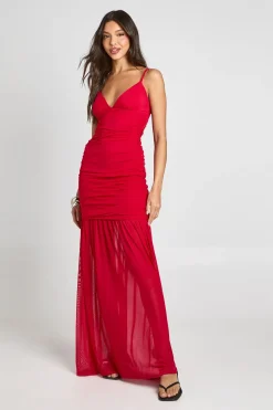 Robe Longue Caraco En Mesh Avec Ourlet En Résille