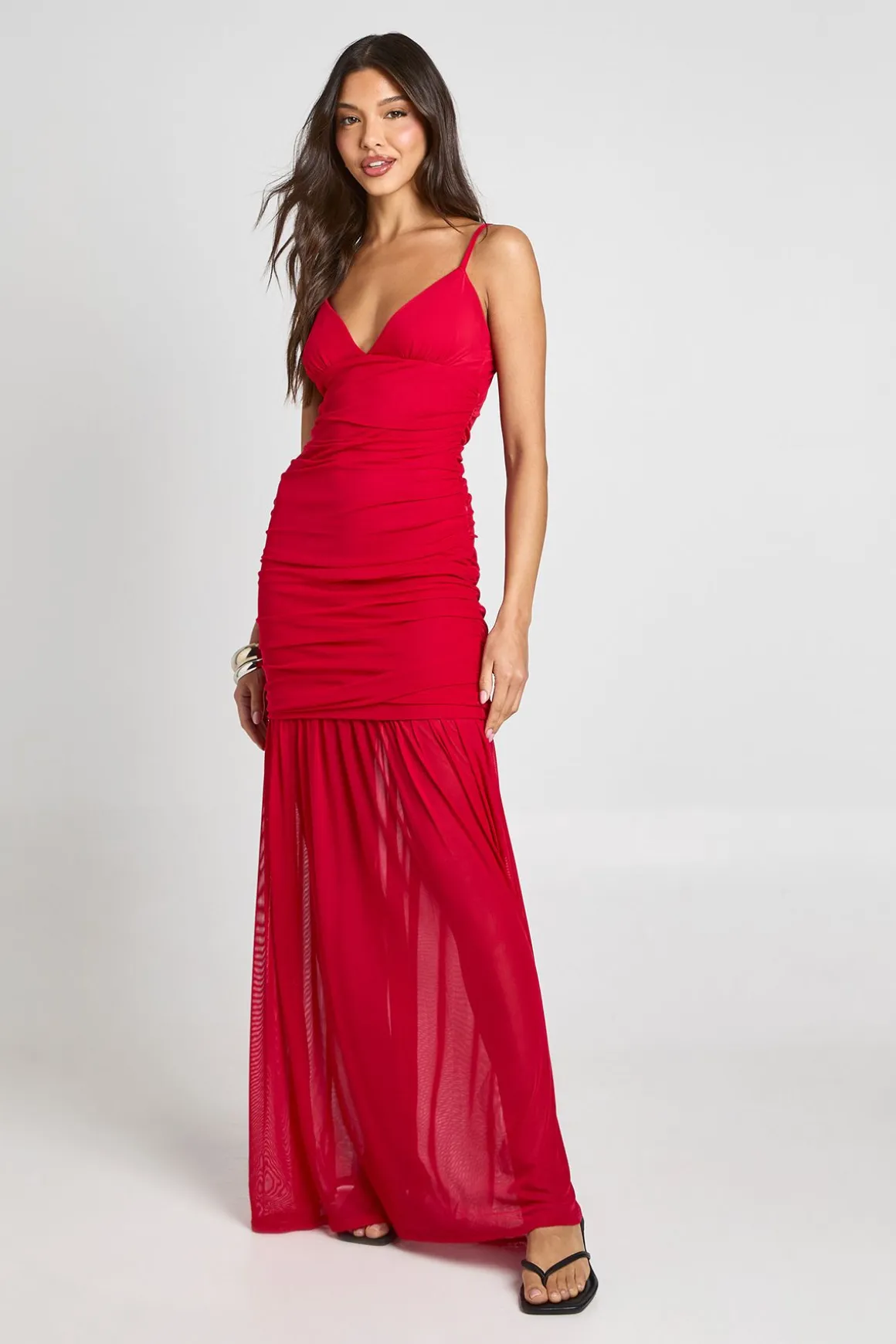 Robe Longue Caraco En Mesh Avec Ourlet En Résille