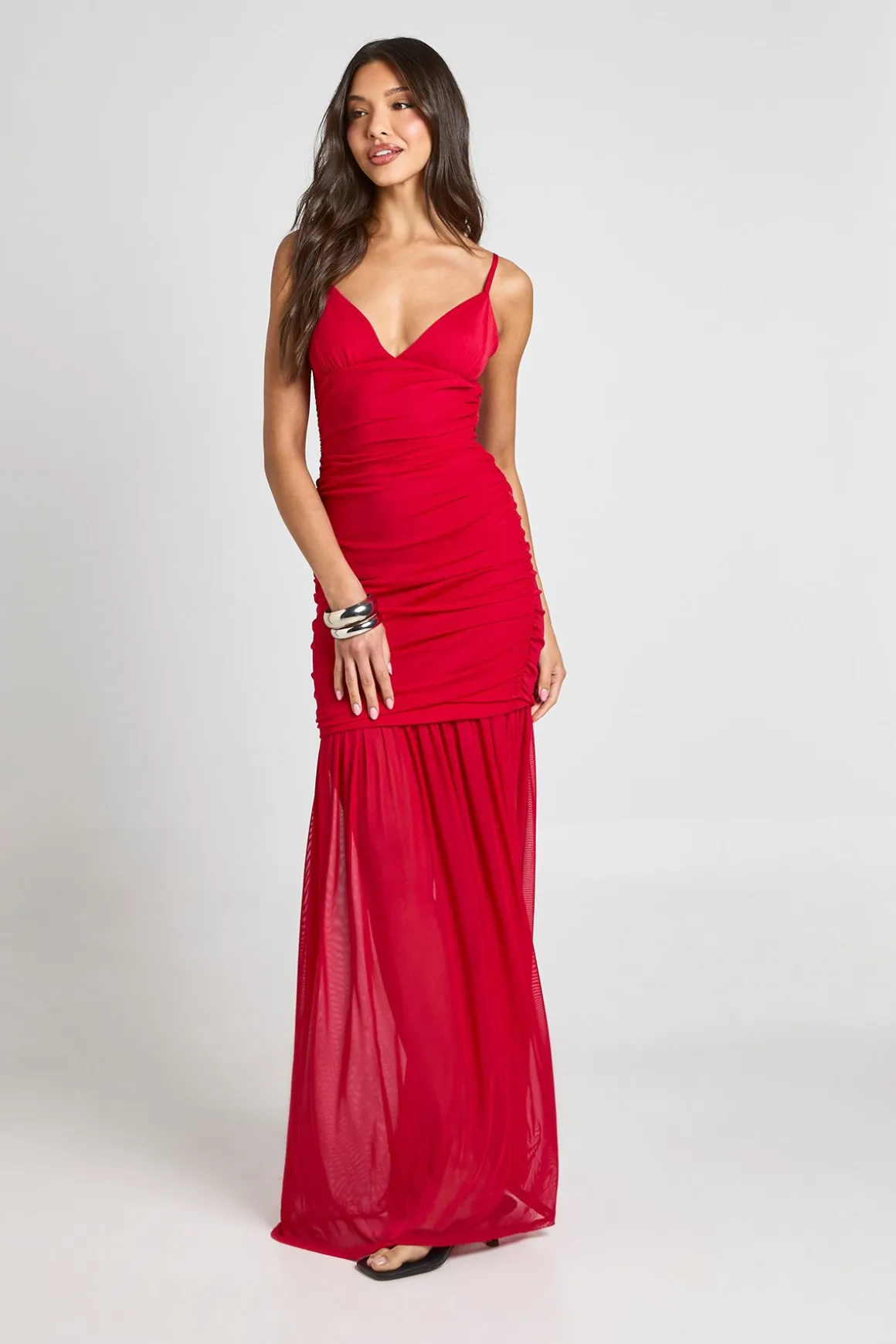 Robe Longue Caraco En Mesh Avec Ourlet En Résille
