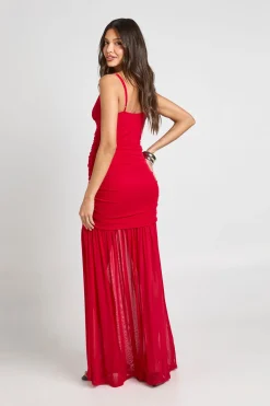 Robe Longue Caraco En Mesh Avec Ourlet En Résille